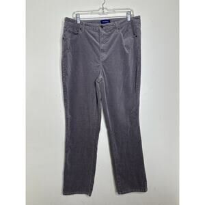 Talbots Size 14 Gray High Waist Straight Leg Curvy Corduroy Pants Pockets Thin